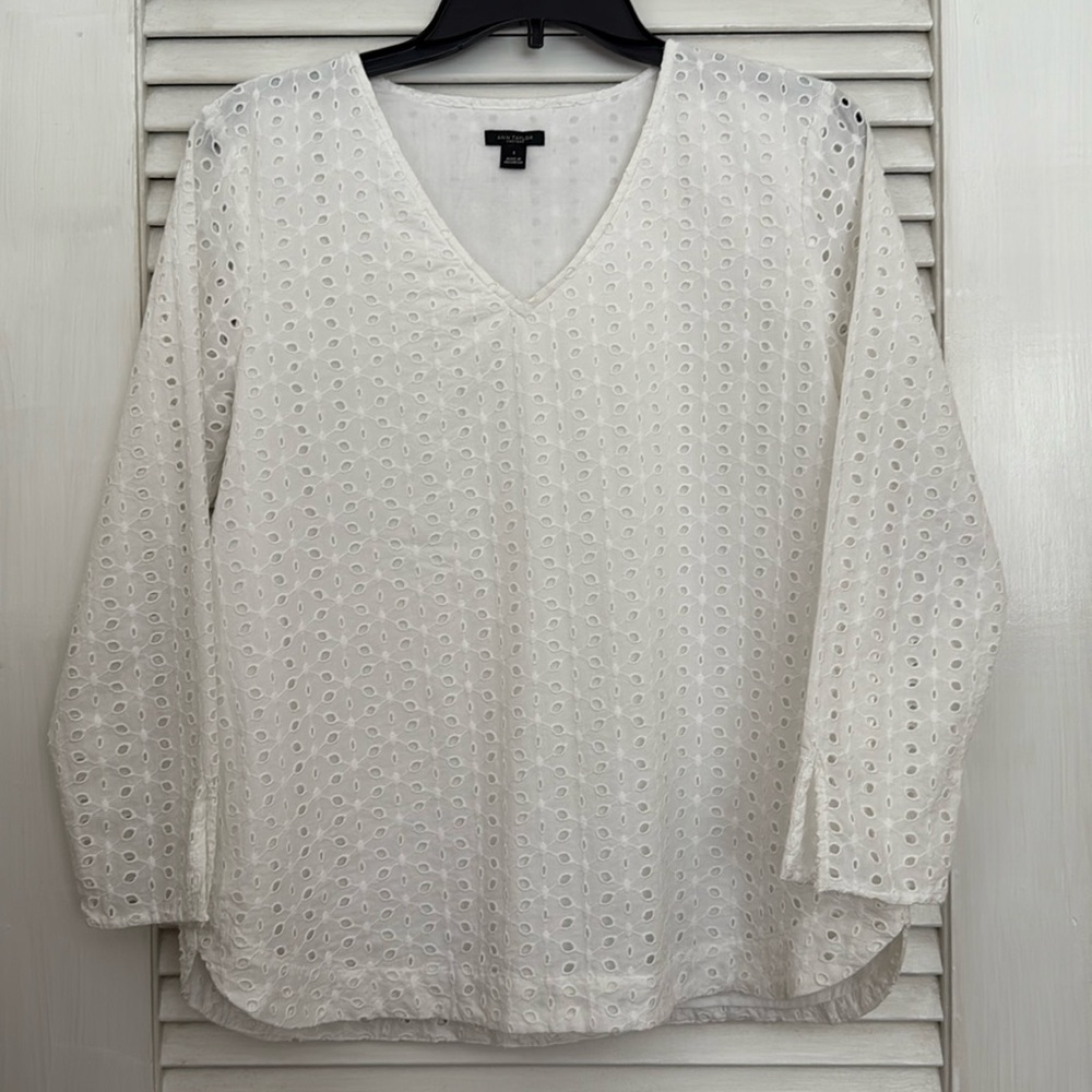 Ann Taylor White Eyelet Blouse